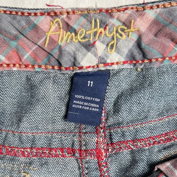 Y2K Amethyst Size 11 Women's Distressed Denim Jean Pocketed Skirt - Picture 5 of 5